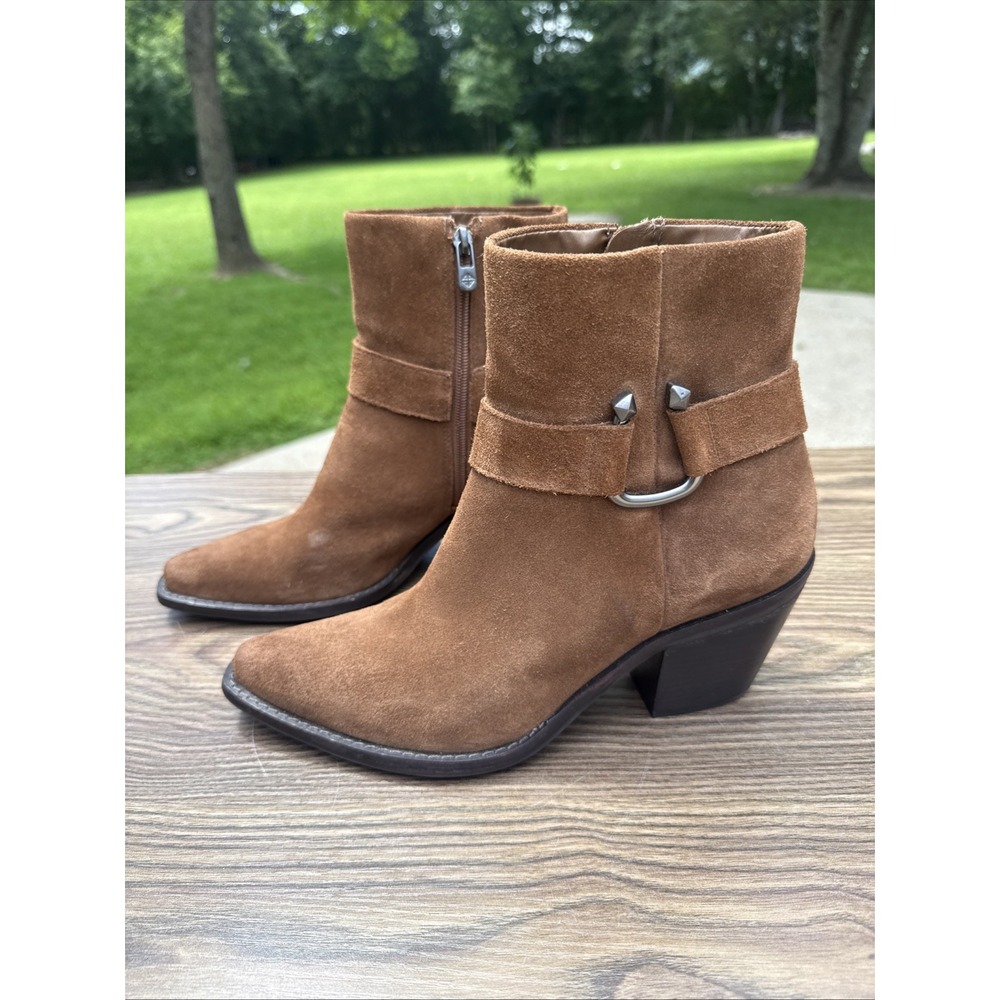 Antonio Melani Tabbie Boots Women's 8.5 Pecan Pie Brown Oiled Suede Western